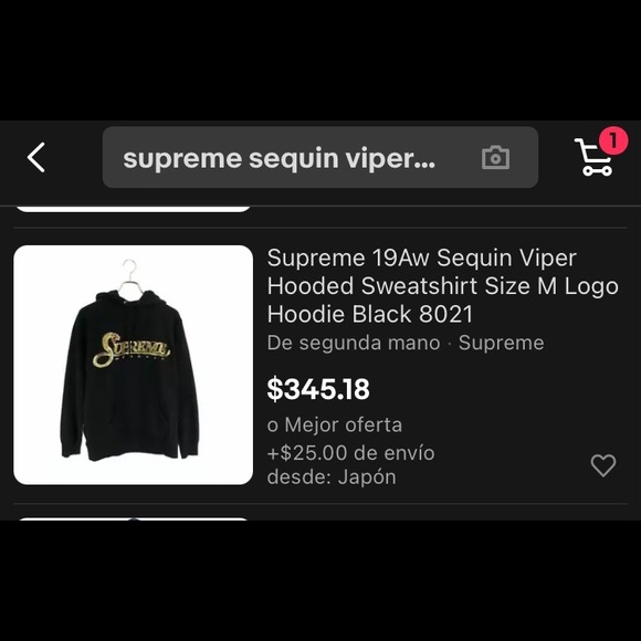 Supreme Sequin Viper Hooded Grey Sz Medium NEW - Picture 3 of 4